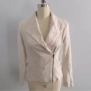 Dolan Left Coast Collection Heathered Knit Moto Jacket- Oatmeal- Size Large