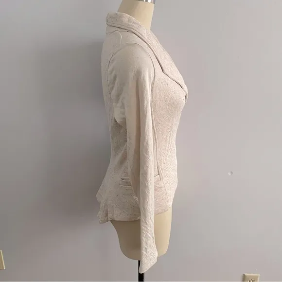 Dolan Left Coast Collection Heathered Knit Moto Jacket- Oatmeal- Size Large