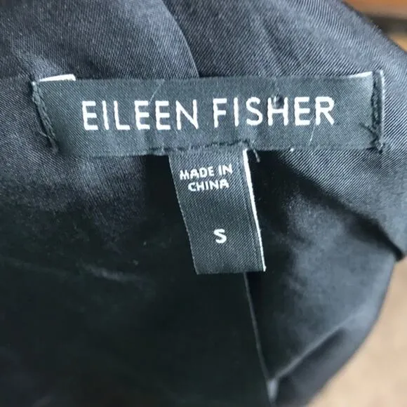 Eileen Fisher Black Drape Front Sweater Jacket.