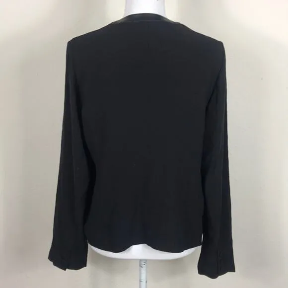 Eileen Fisher Black Drape Front Sweater Jacket.