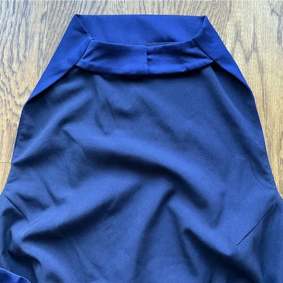 Elliatt Camo Halter Satin Asymmetric Hem Mini Dress Navy Blue Revolve