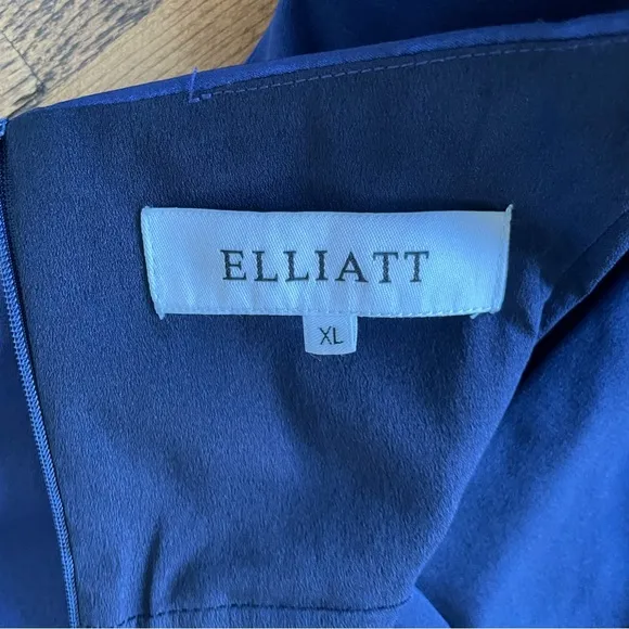 Elliatt Camo Halter Satin Asymmetric Hem Mini Dress Navy Blue Revolve