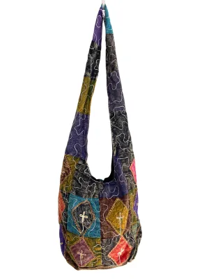 Embroidered Patchwork shoulder bag