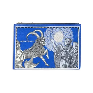 Embroidered Pouch, Astro Capricornus In Blue #4