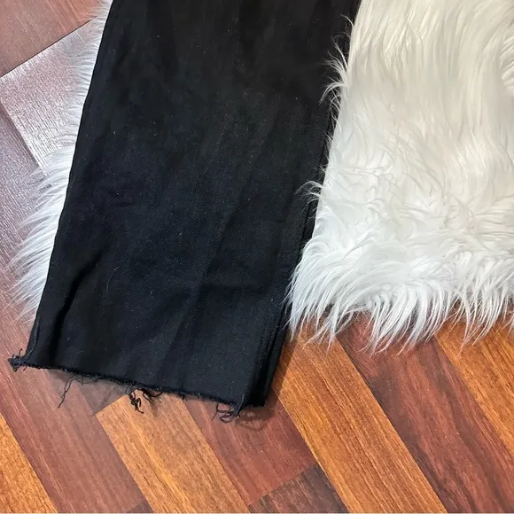 Everlane high rise raw hem black jeans
