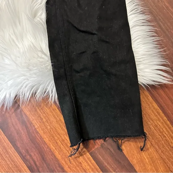 Everlane high rise raw hem black jeans