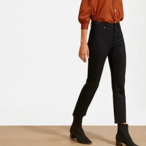 Everlane high rise raw hem black jeans