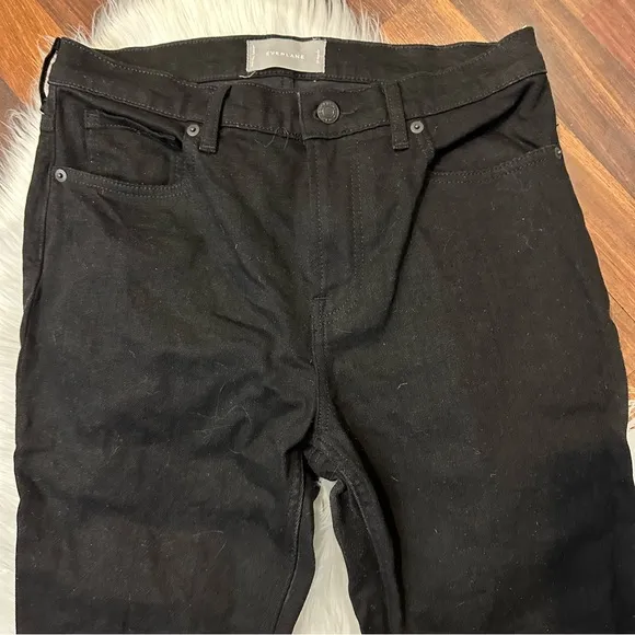 Everlane high rise raw hem black jeans