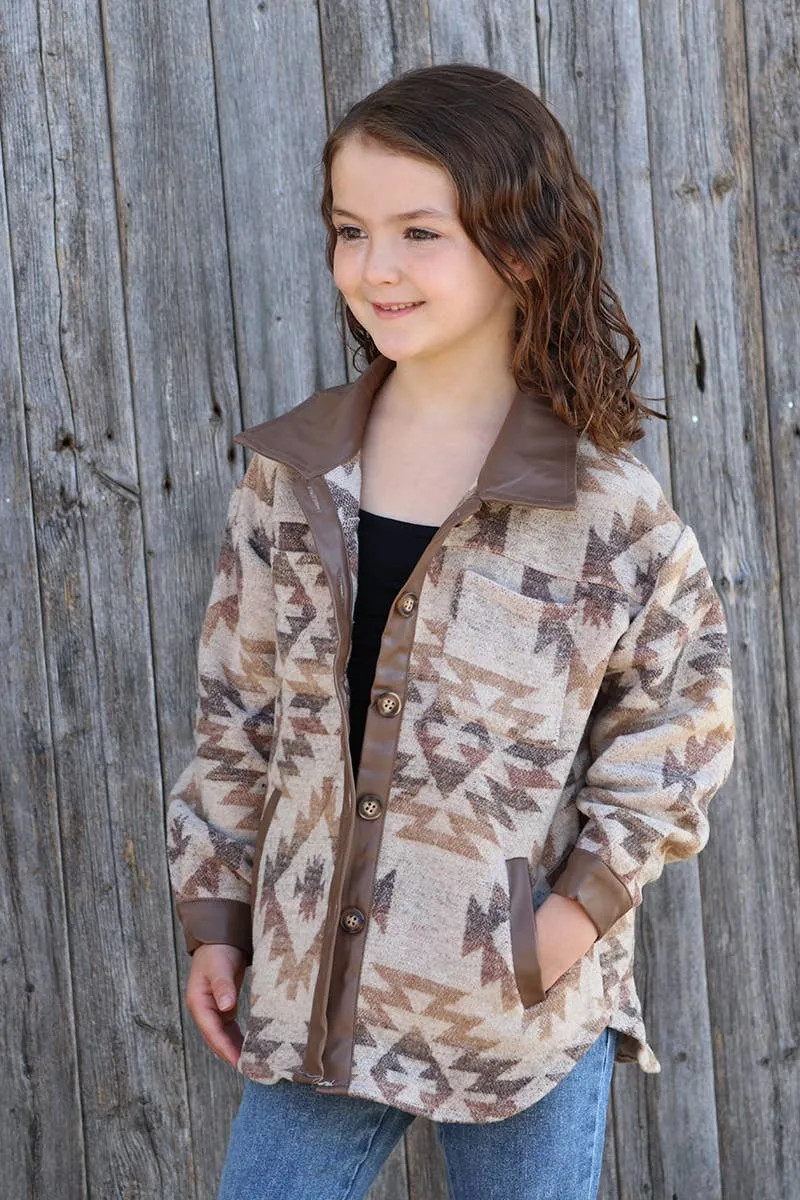 FAUX LEATHER TRIM SHACKET