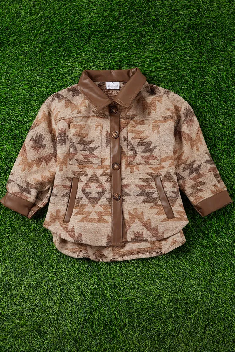 FAUX LEATHER TRIM SHACKET