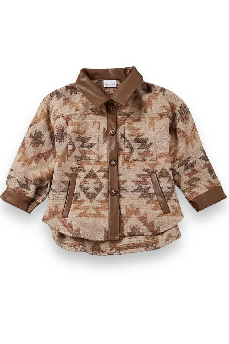 FAUX LEATHER TRIM SHACKET