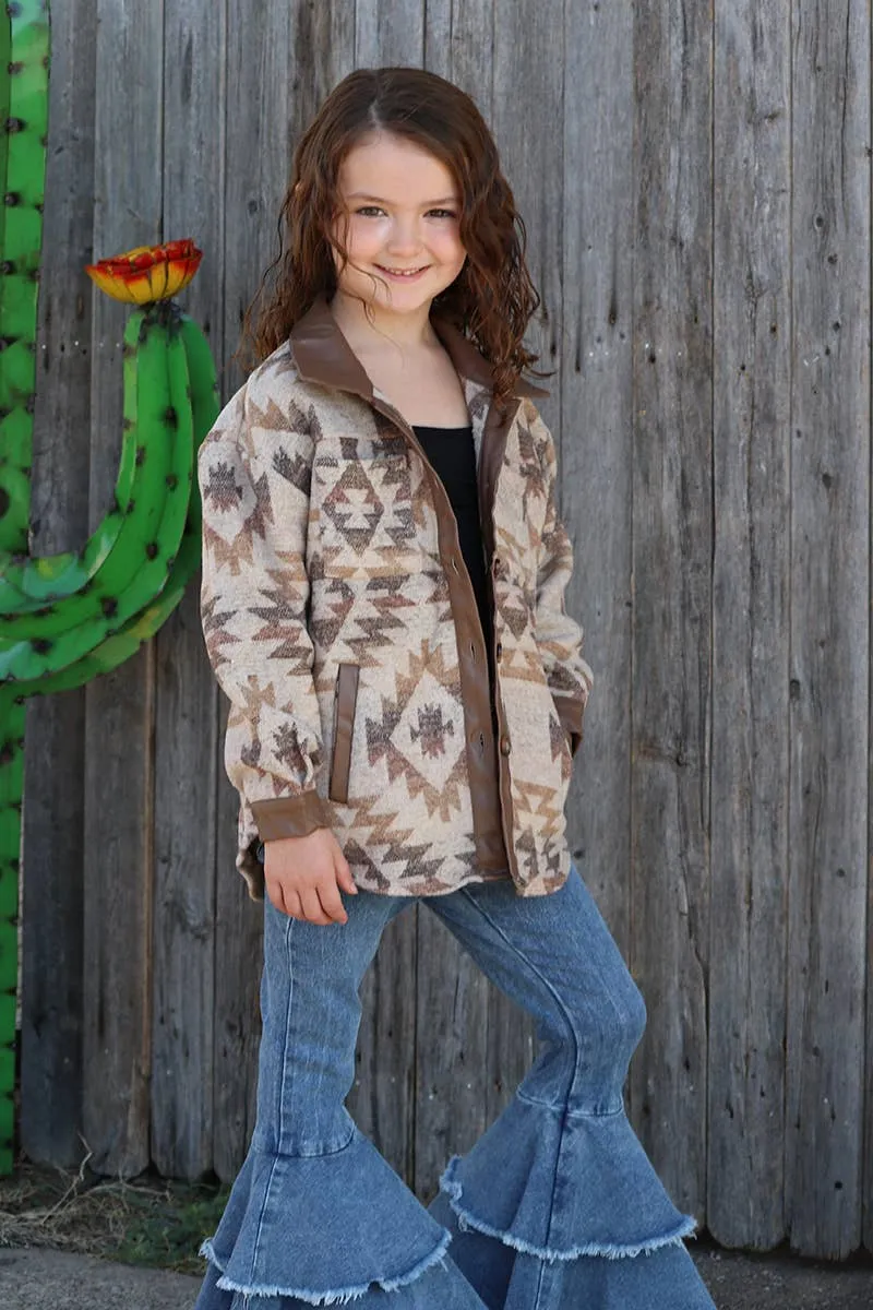 FAUX LEATHER TRIM SHACKET