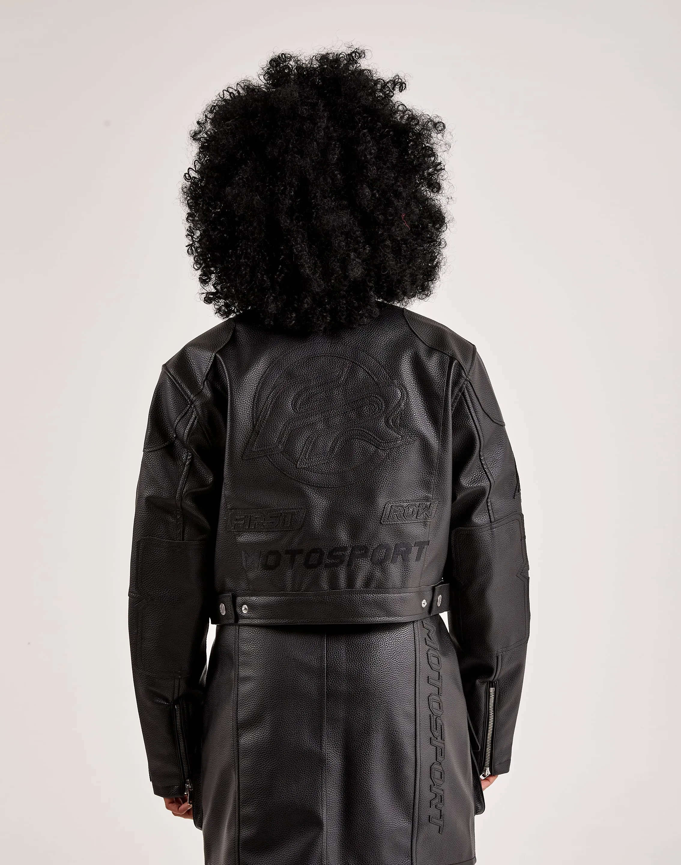 First Row Tonal Leather Racing Jacket