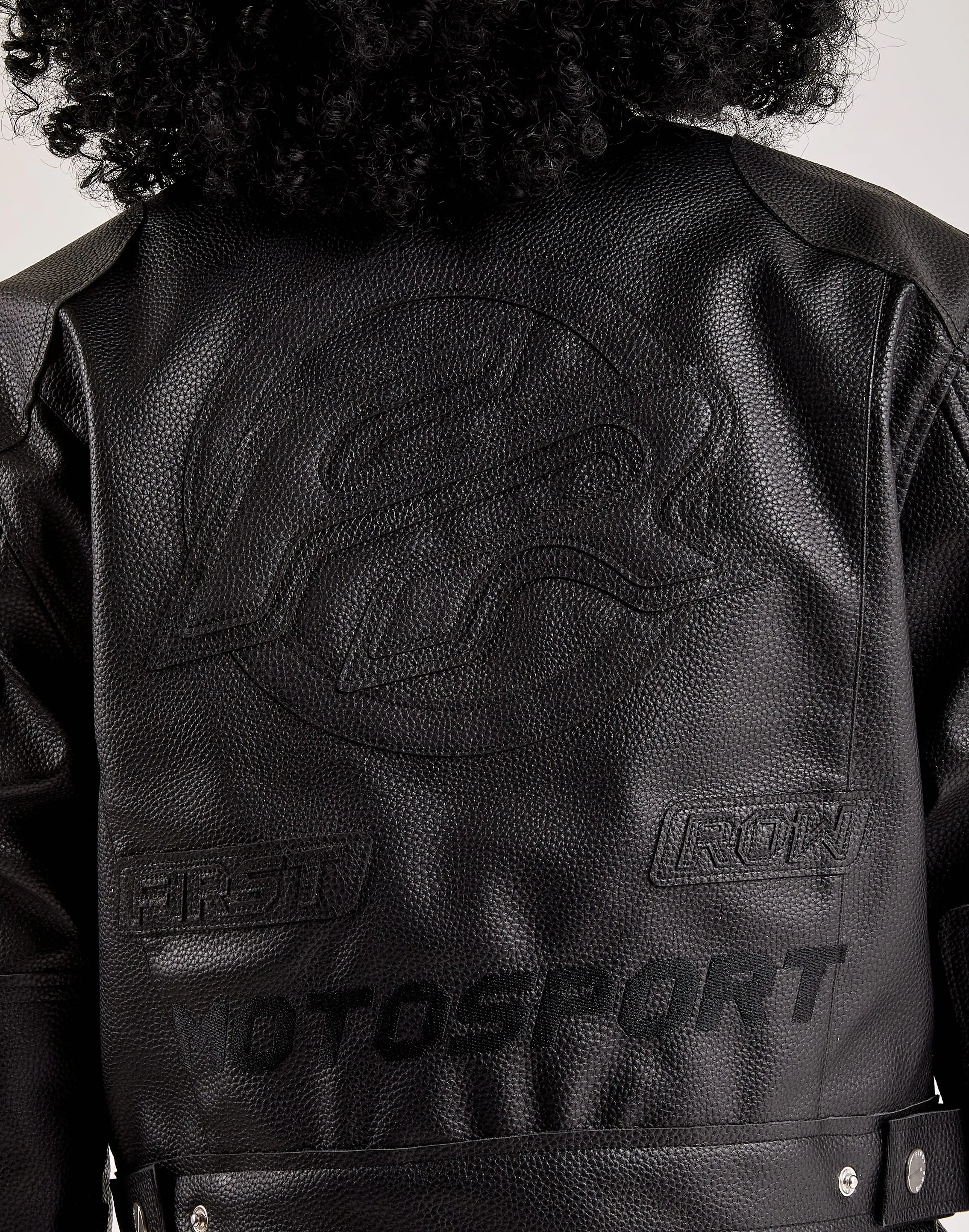 First Row Tonal Leather Racing Jacket