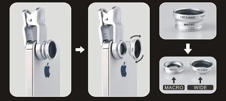 Fisheye Lens 3 in 1 (fish eye  wide angle  macro)