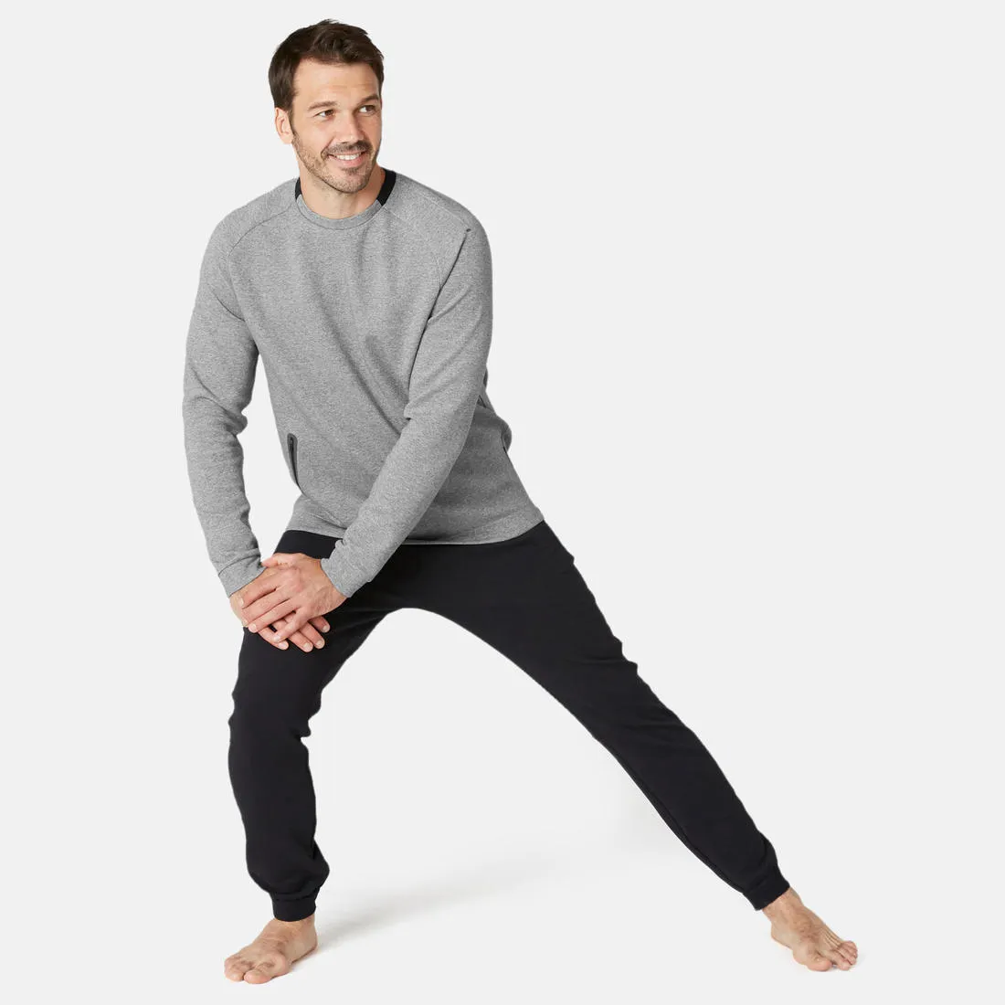 Fitness Sweatshirt with Zippered Pocket - Grey