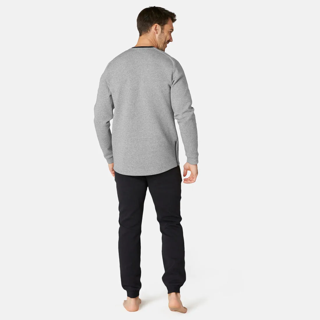 Fitness Sweatshirt with Zippered Pocket - Grey