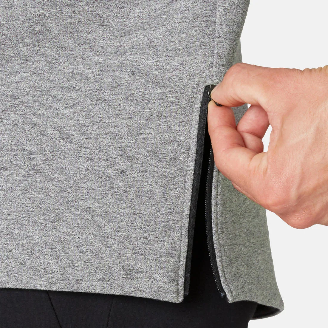 Fitness Sweatshirt with Zippered Pocket - Grey