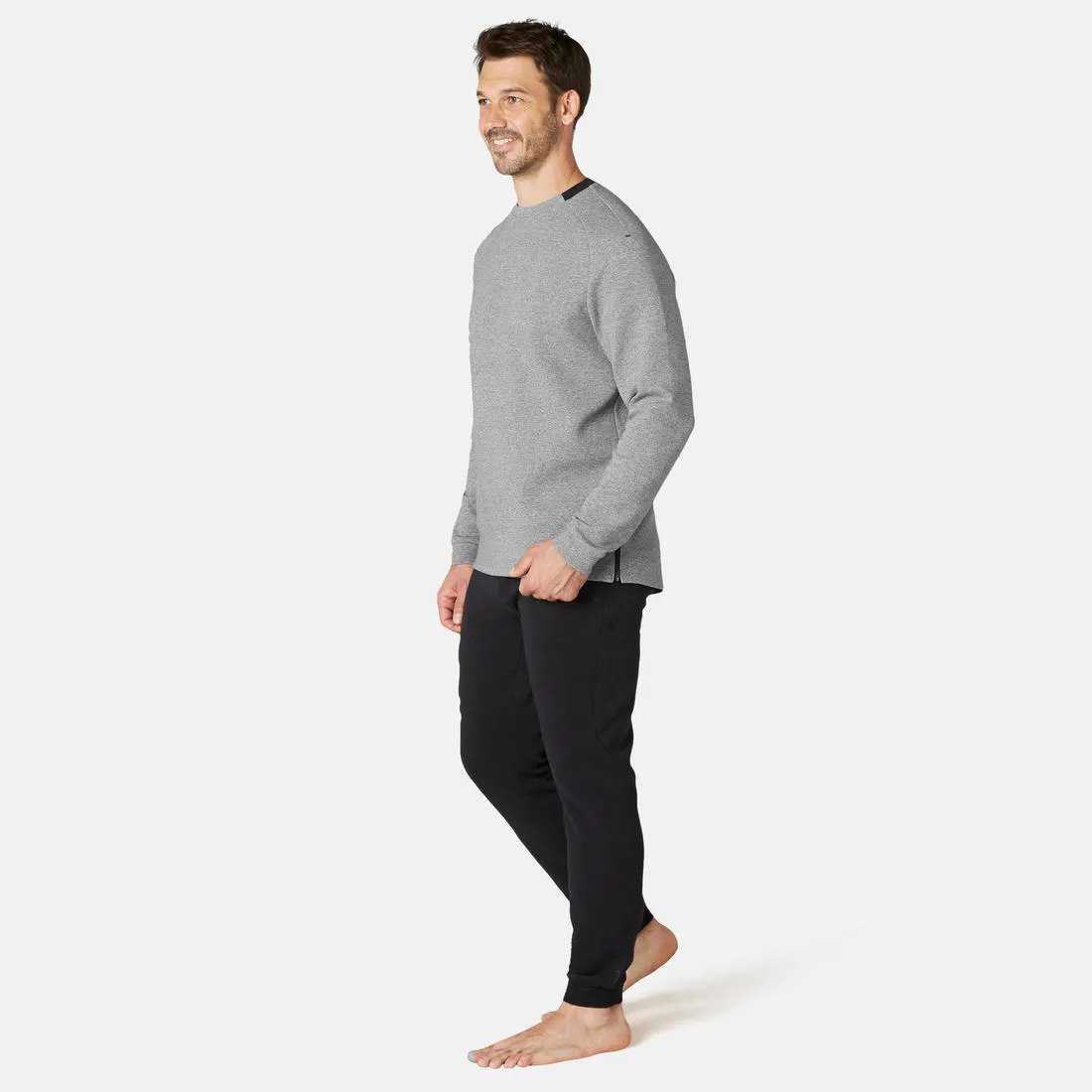 Fitness Sweatshirt with Zippered Pocket - Grey