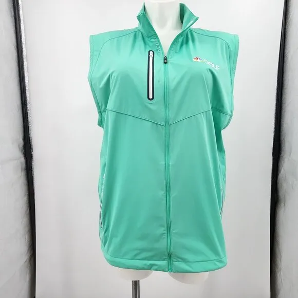 FootJoy Golf Vest XL womens Green Sleeveless NBC Logo Zipper Pockets