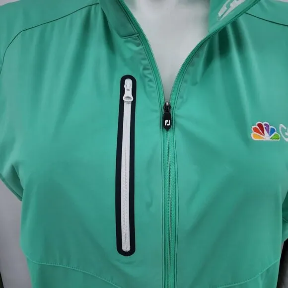 FootJoy Golf Vest XL womens Green Sleeveless NBC Logo Zipper Pockets
