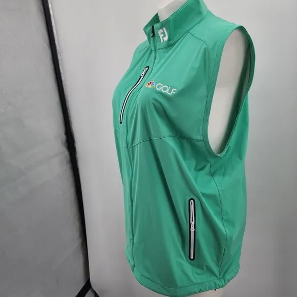 FootJoy Golf Vest XL womens Green Sleeveless NBC Logo Zipper Pockets