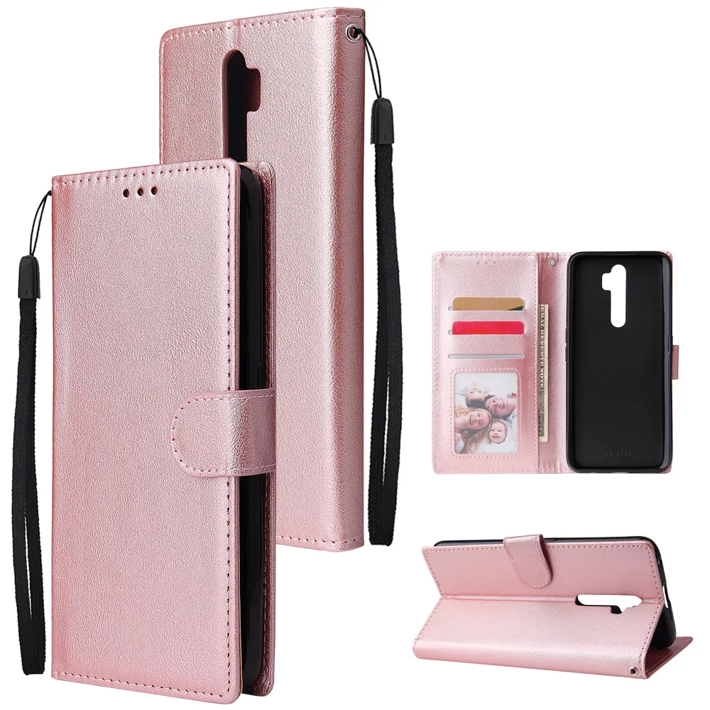 For Oppo A9 2020/Reno 2Z Cellphone Shell PU Leather Mobile Phone Cover Stand Available Anti-drop Elegant Smartphone Case Rose gold