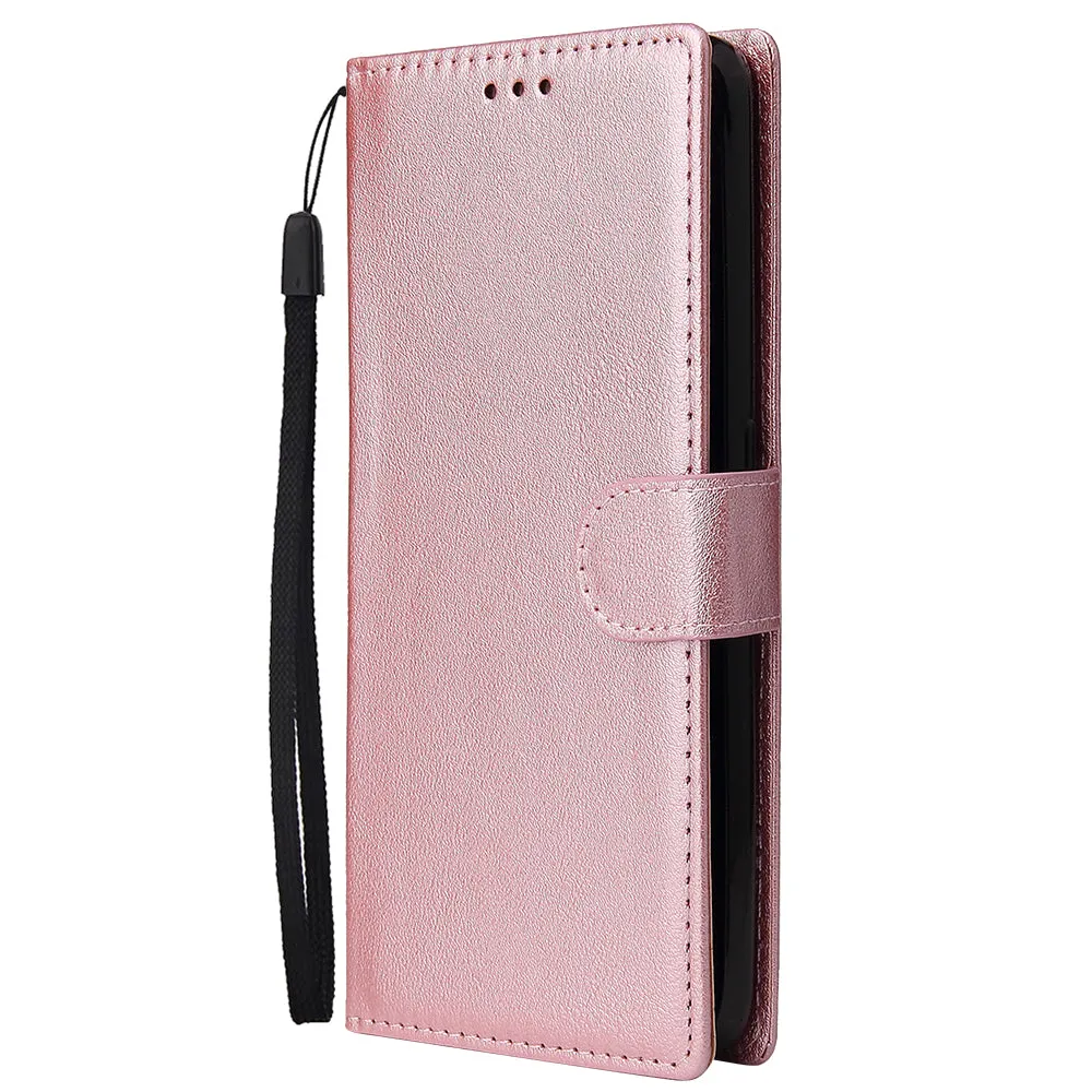 For Oppo A9 2020/Reno 2Z Cellphone Shell PU Leather Mobile Phone Cover Stand Available Anti-drop Elegant Smartphone Case Rose gold