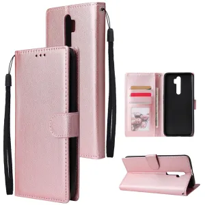 For Oppo A9 2020/Reno 2Z Cellphone Shell PU Leather Mobile Phone Cover Stand Available Anti-drop Elegant Smartphone Case Rose gold