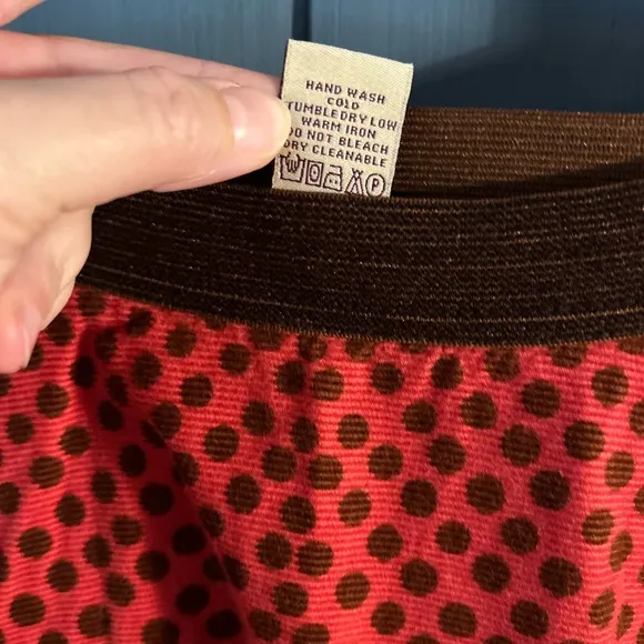Free People Orange/ Brown Polka Dot Full Skirt, Size 8