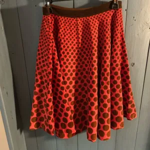Free People Orange/ Brown Polka Dot Full Skirt, Size 8
