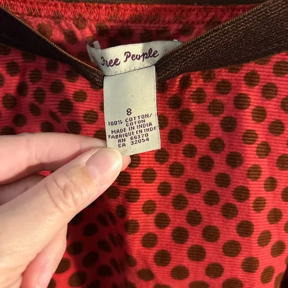 Free People Orange/ Brown Polka Dot Full Skirt, Size 8