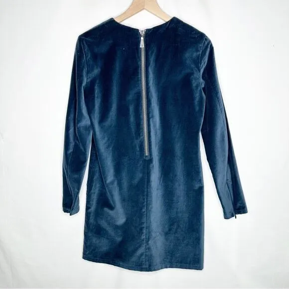 FRYE Melissa Blue Velvet Suede Mini Shift Dress NWT in Small