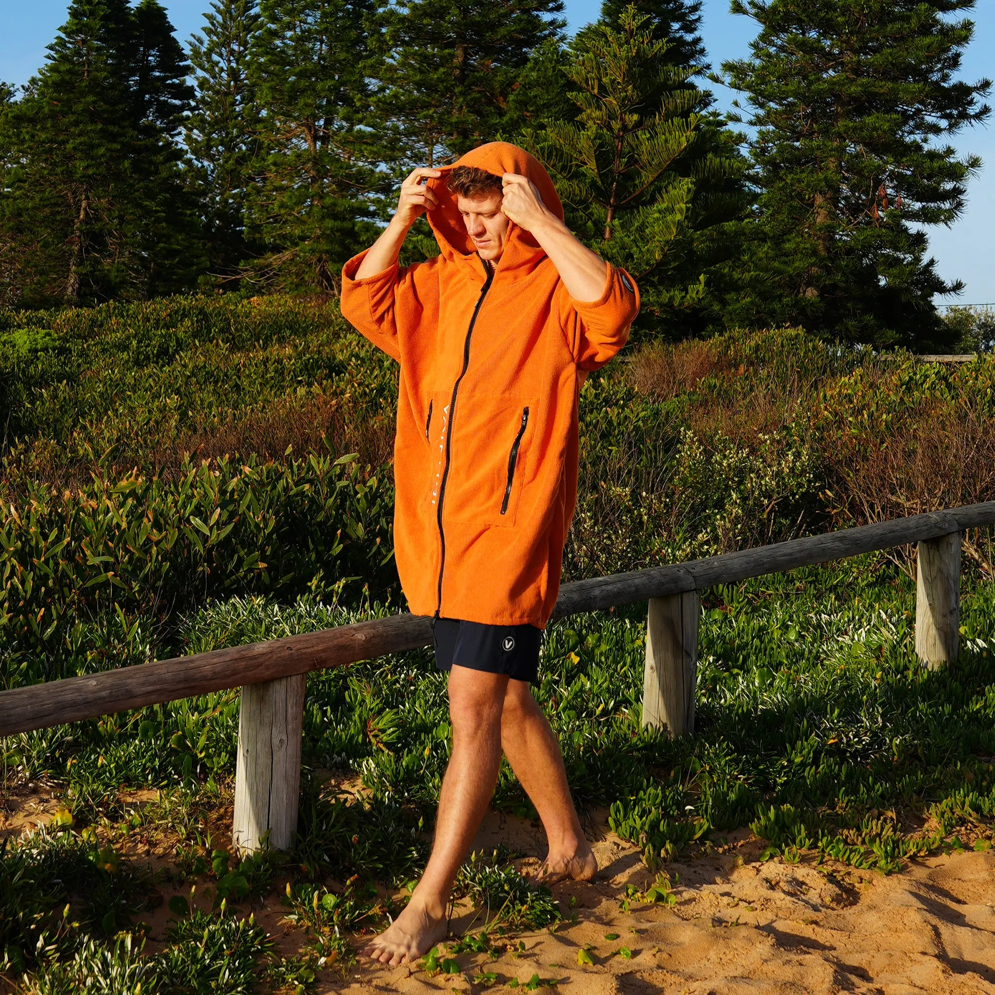 Full Zip Hooded Towel - Rust