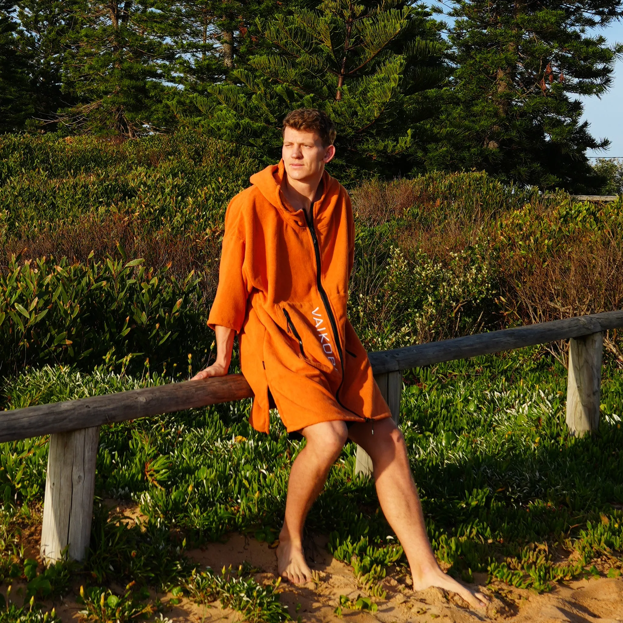 Full Zip Hooded Towel - Rust