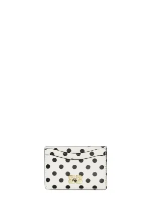 Ganni Bou Card Holder Print Dots in Egret