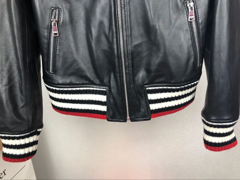 Genuine Sheepskin Leather Baseball Jacket