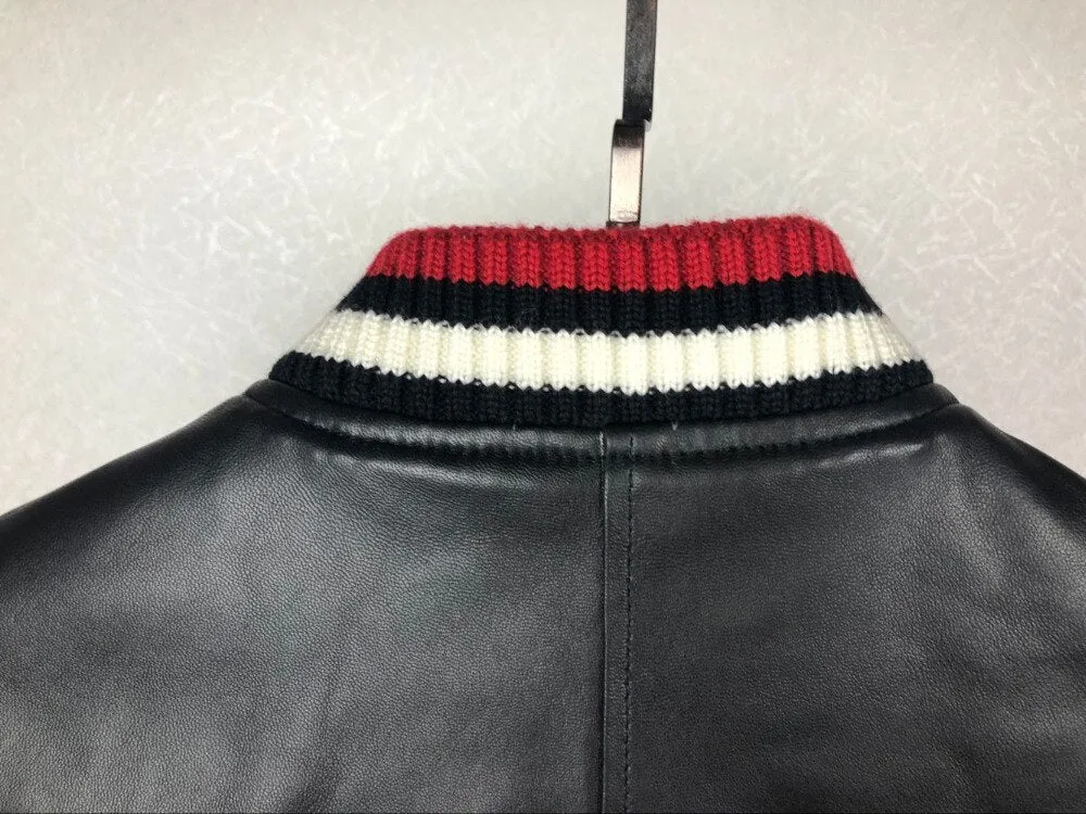 Genuine Sheepskin Leather Baseball Jacket