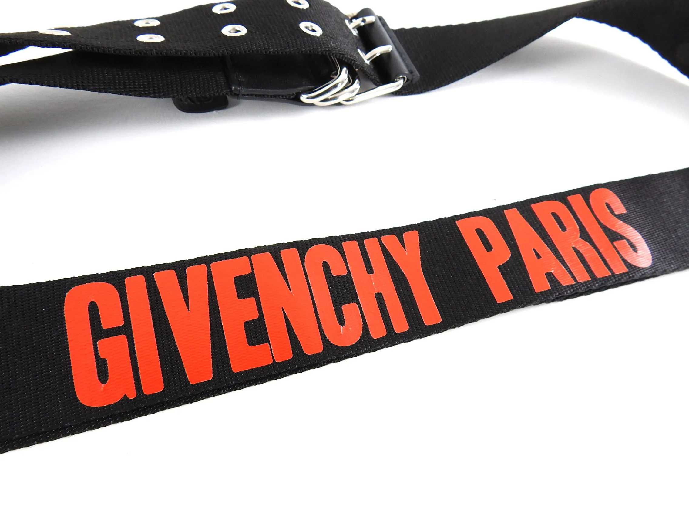 Givenchy Black and Red Canvas Logo Belt