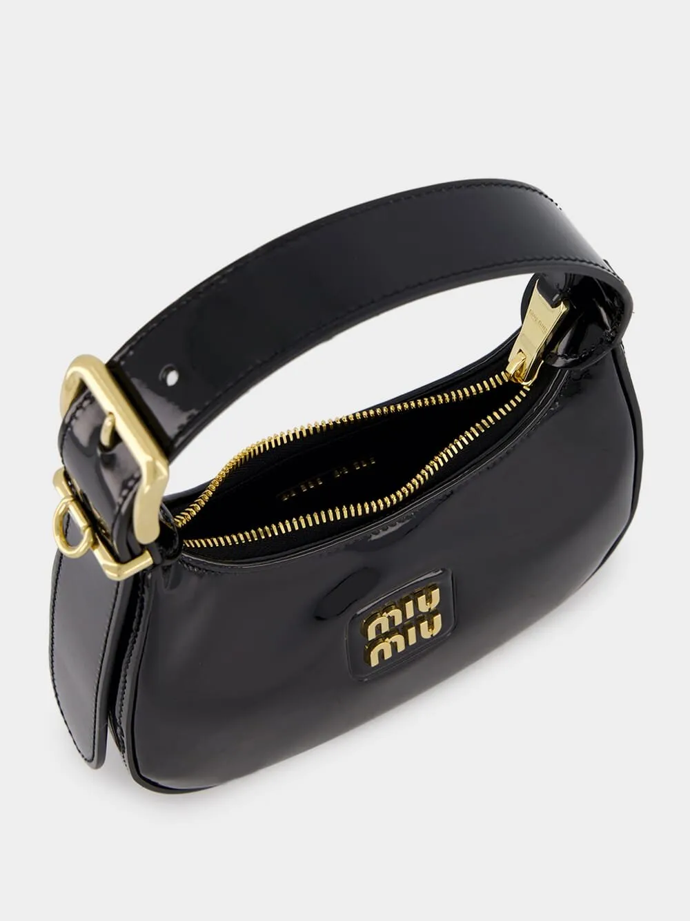 Glossy Black Hobo Bag