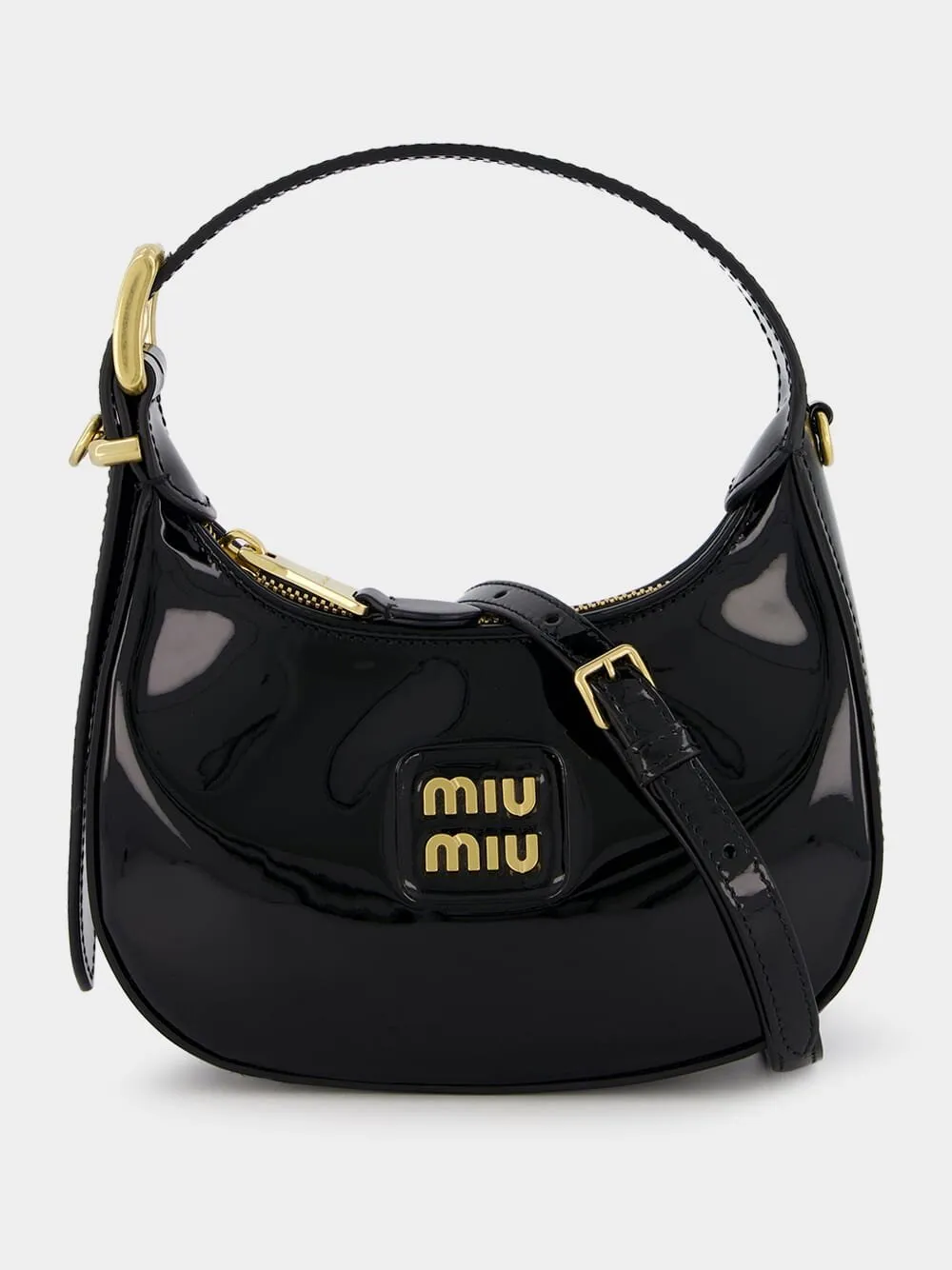 Glossy Black Hobo Bag