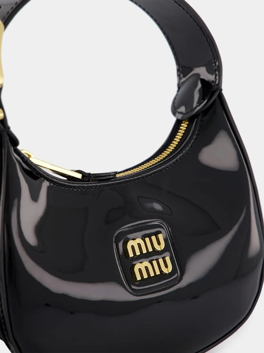 Glossy Black Hobo Bag