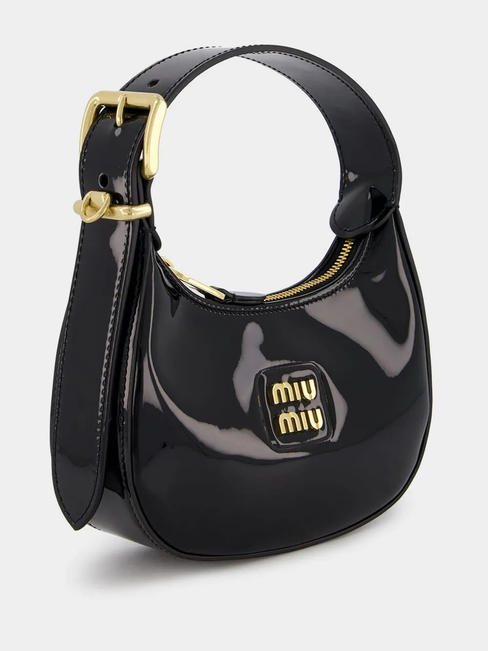 Glossy Black Hobo Bag