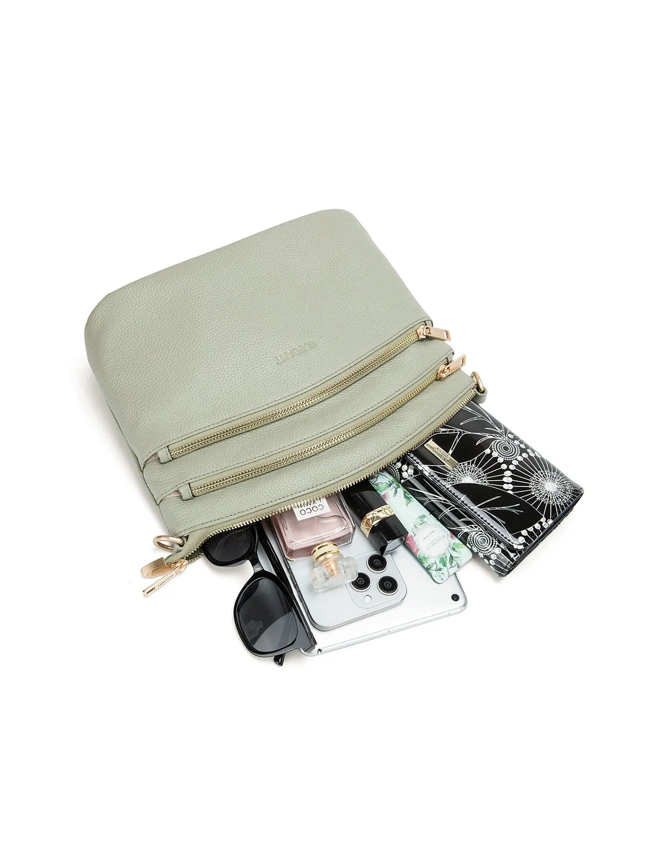 GRACE LEATHER XBODY BAG- E1-0818-D-SAGE- SALE