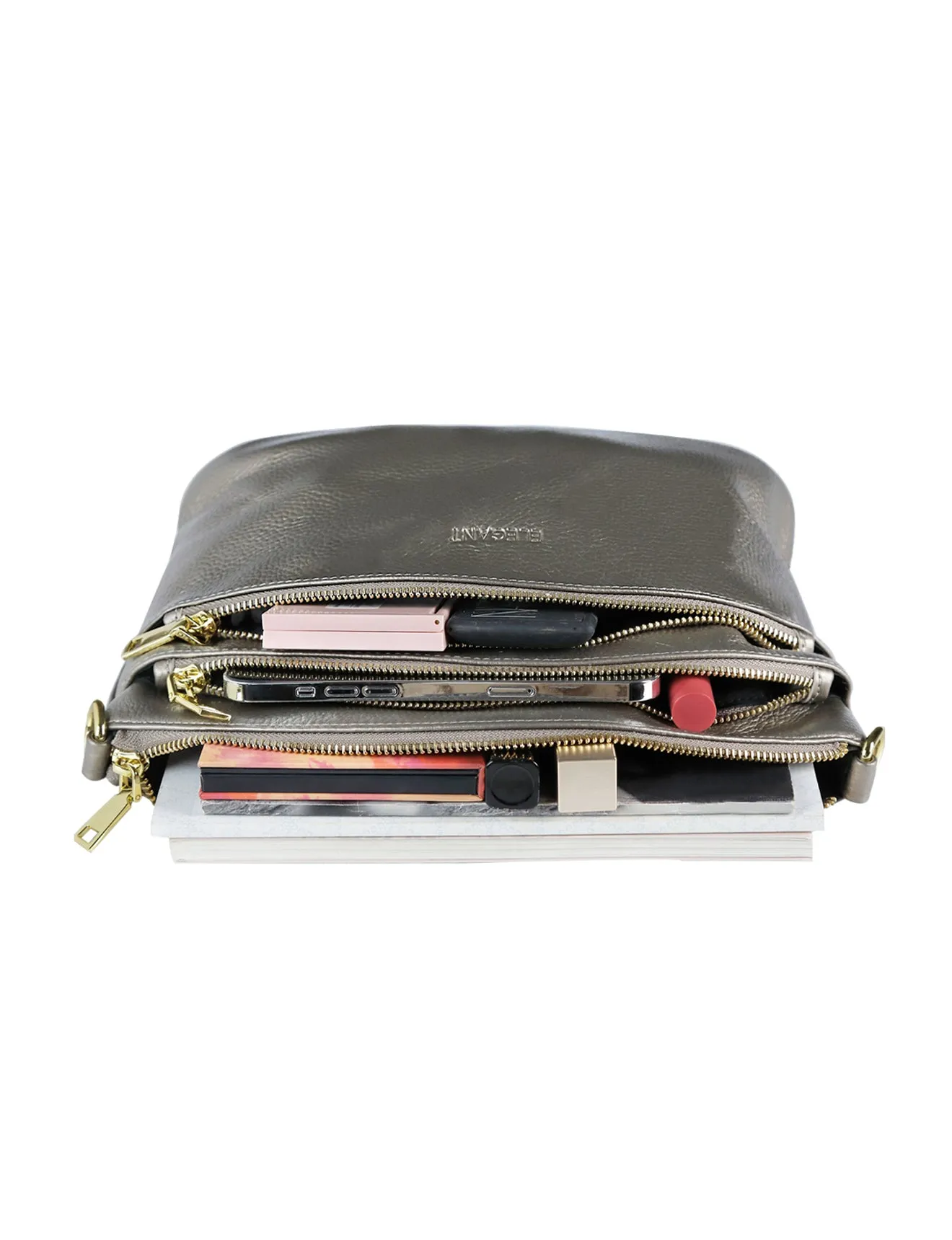 GRACE LEATHER XBODY BAG- E1-0818-PEWTER