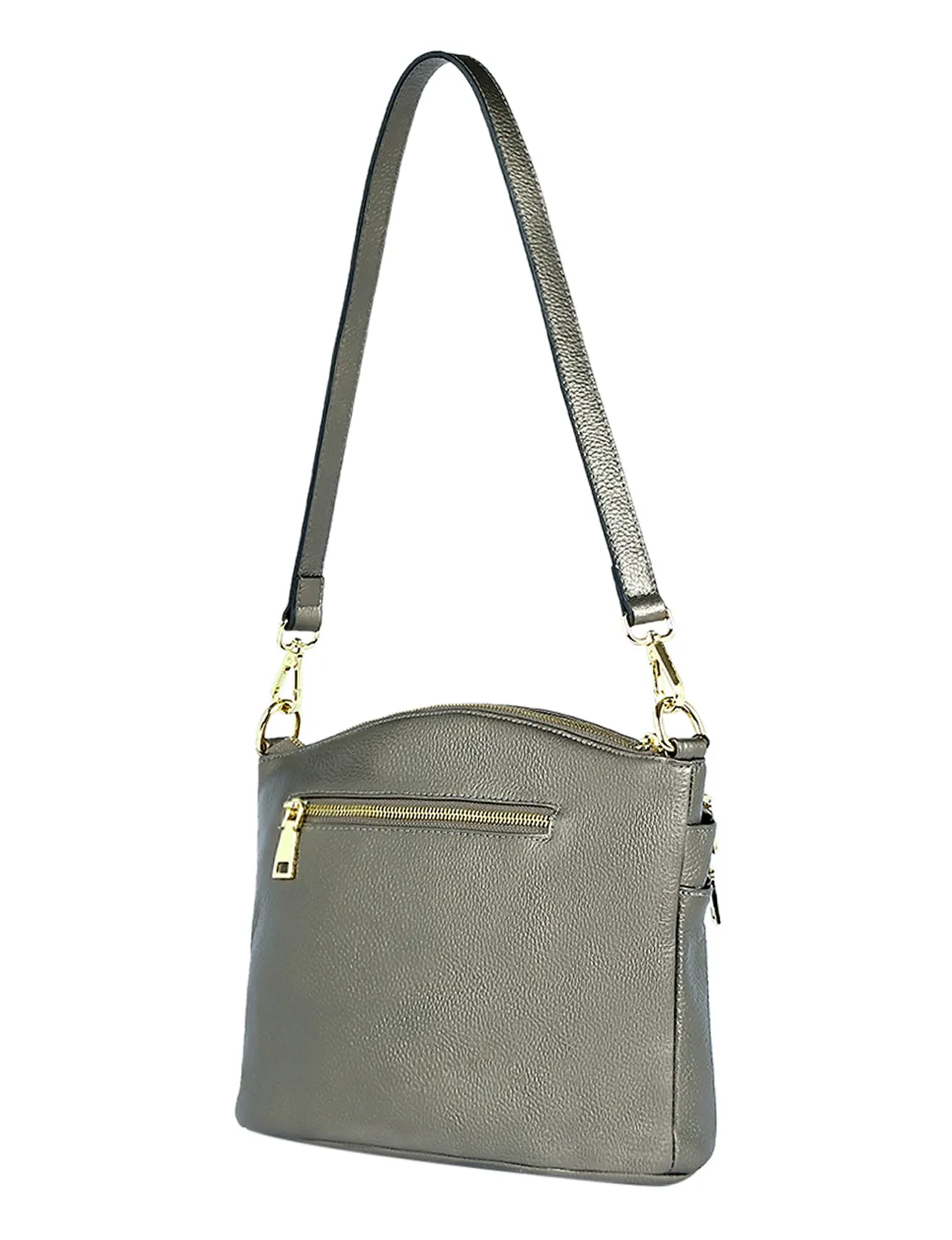 GRACE LEATHER XBODY BAG- E1-0818-PEWTER