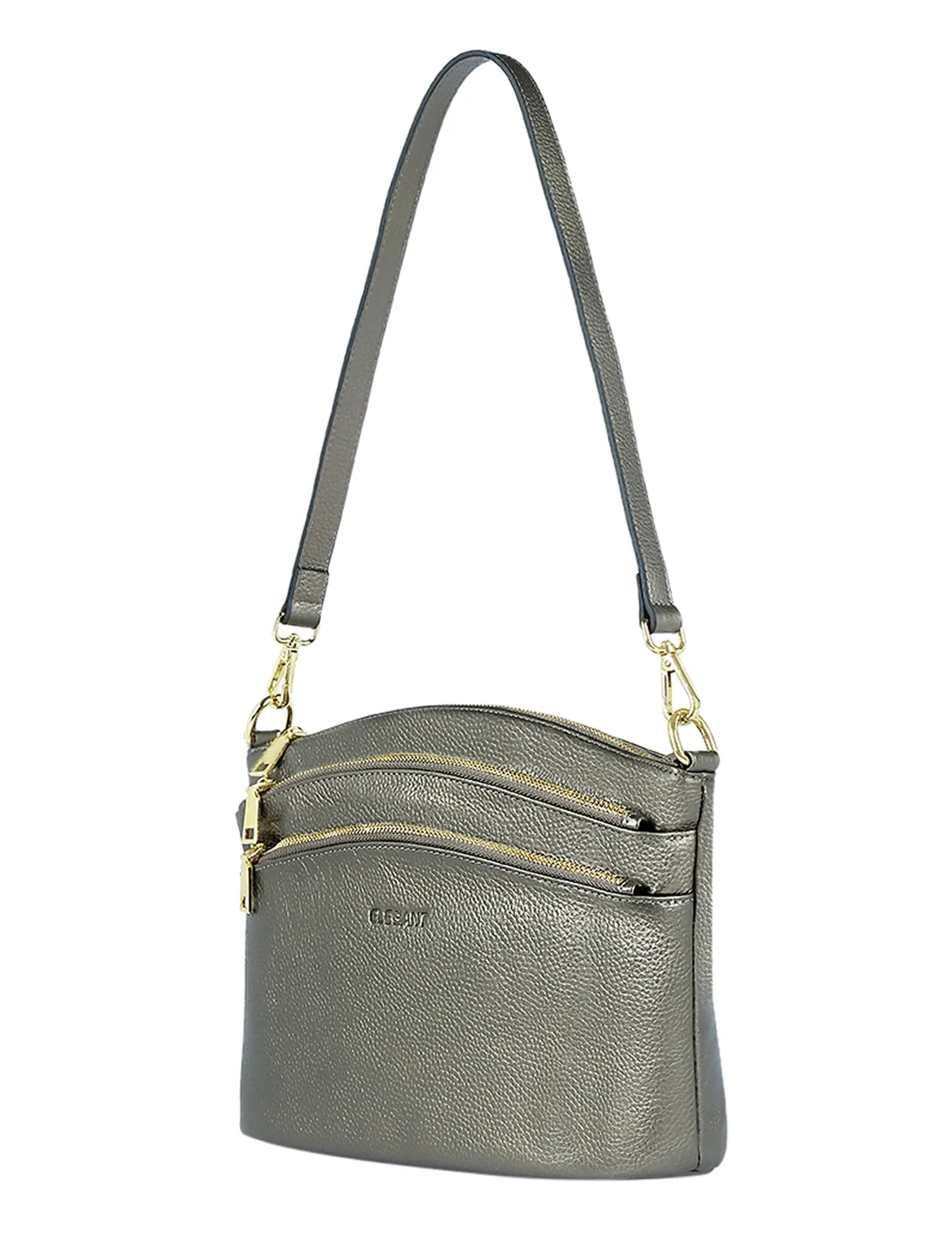 GRACE LEATHER XBODY BAG- E1-0818-PEWTER