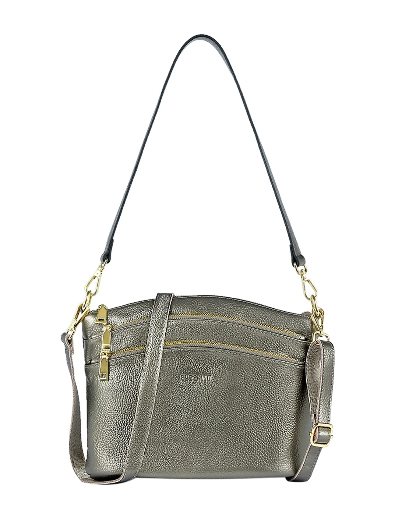 GRACE LEATHER XBODY BAG- E1-0818-PEWTER