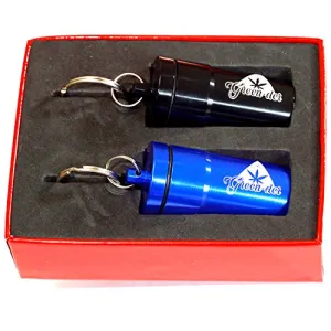 GREEN-DER Cool Set of 2 Metal Smell-Proof Airtight Stash Jars and Waterproof Containers for Herbs, Spices, and Tobacco with Keychain, Perfect as Secret Mini Travel Stash Box, Black, and Blue.