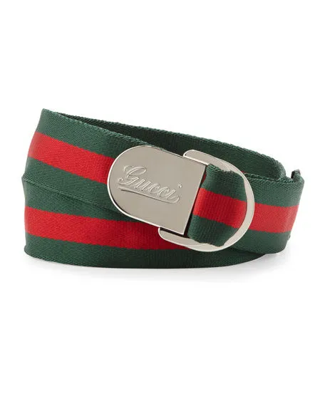Gucci Web Belt with Gucci Buckle in Green